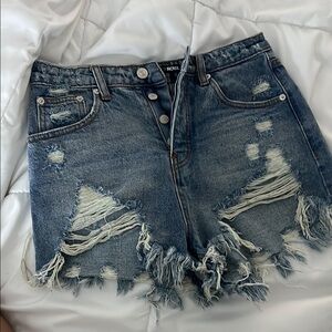 Fashion Nova Blue Distressed Jean Shorts